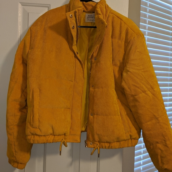 Yellow Corduroy Puffer Jacket 